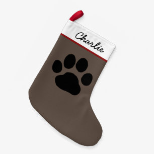 Petite Chaussette De Noël Grand Empreinte de patte de chien   Vacances Cute 