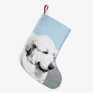 Petite Chaussette De Noël Grande peinture pyrénéenne - Art original du chi
