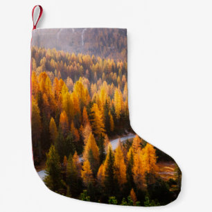 Petite Chaussette De Noël Grande vue sur la route sinueuse. Dramatique et ma