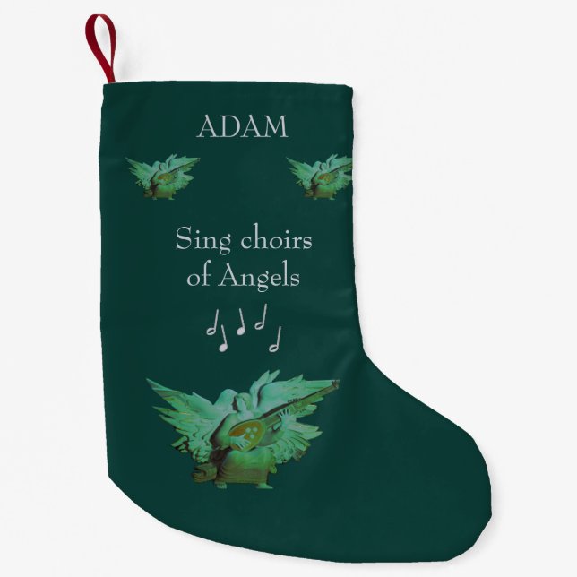 Petite Chaussette De Noël Green Angel Custom Christmas Stocker, Ajouter Nom  (Devant)