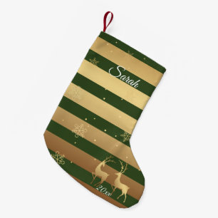 Petite Chaussette De Noël Green Gold Peace Bois Deer