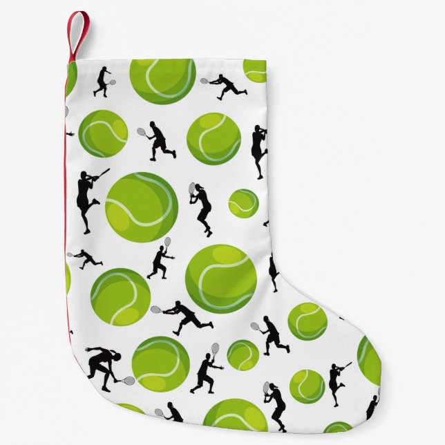 Petite Chaussette De Noël Green Tennis Balls & Joueurs Entraîneur Athlète Ca (Devant)
