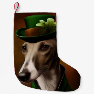 Petite Chaussette De Noël Greyhound Dog en tenue de la Saint Patrick