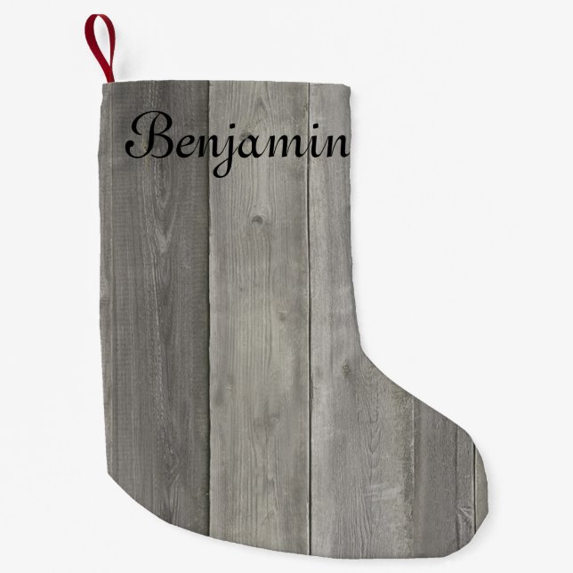 Petite Chaussette De Noël Gris Bois design Noël (Devant)
