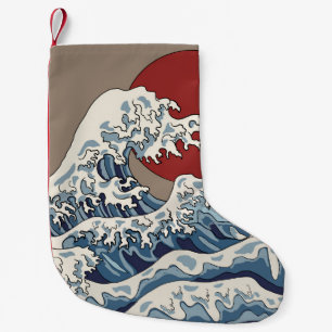 Petite Chaussette De Noël Grue et illustration de vague japonaise C traditio