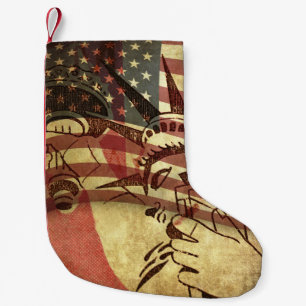 Petite Chaussette De Noël Grunge drapeau américain : arrière - plan texturé.