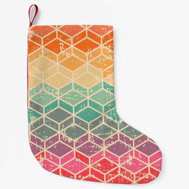 Petite Chaussette De Noël Grunge géométrique Tetragonal Motif sans couture (Devant)