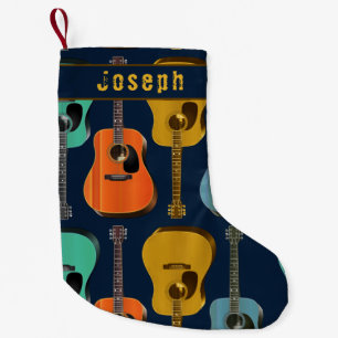 Petite Chaussette De Noël Guitare Player Double face Nom Ado Garçons
