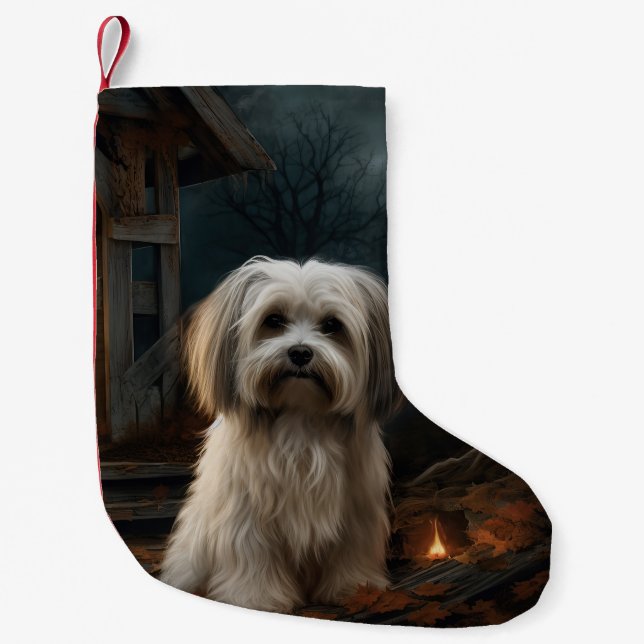 Petite Chaussette De Noël Halloween Havanais effraie (Devant)
