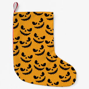 Petite Chaussette De Noël Halloween : visages effrayants, style vintage.
