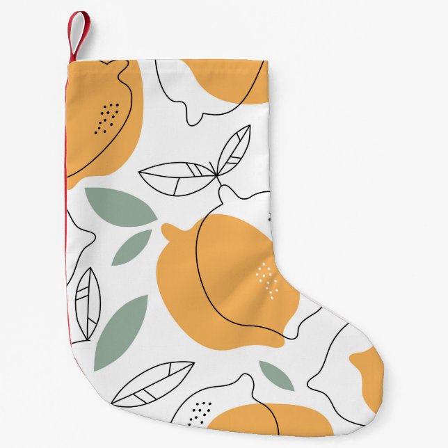 Petite Chaussette De Noël Hand drawn Lemons background. Seamless pattern wit (Devant)