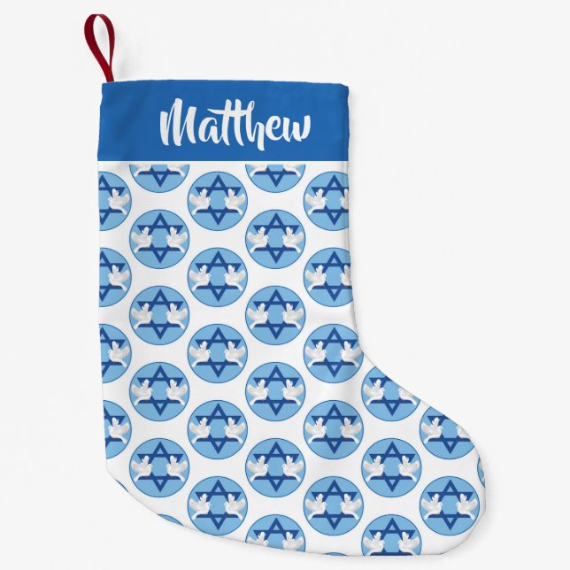 Petite Chaussette De Noël Hanoukka Doves de la Paix (Devant)