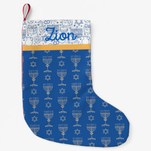 Petite Chaussette De Noël Hanoukka heureux : Judée bleu bougies blanches Dre