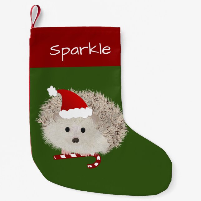 Petite Chaussette De Noël Hérisson de Noël pour animaux familiers (Devant)