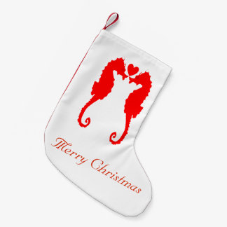 Petite Chaussette De Noël Hippocampe et coeur de Joyeux Noël