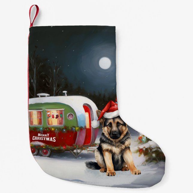 Petite Chaussette De Noël Hiver Allemand Berger Caravane Noël Aventure (Devant)