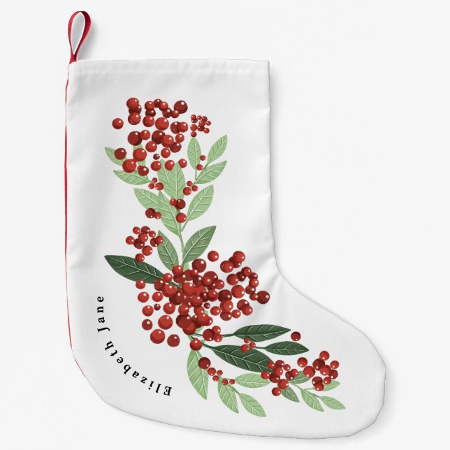 Petite Chaussette De Noël Hiver Neige Noël Baies botaniques Custom (Devant)