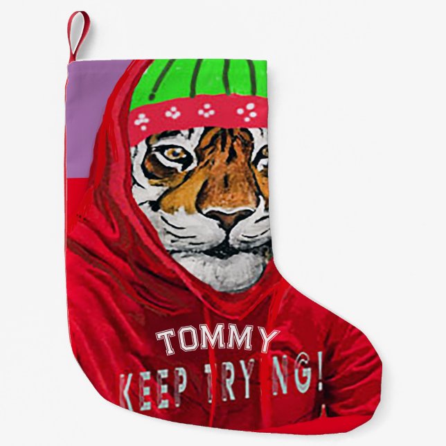 Petite Chaussette De Noël Hiver Tigre Noël Stocker (Devant)