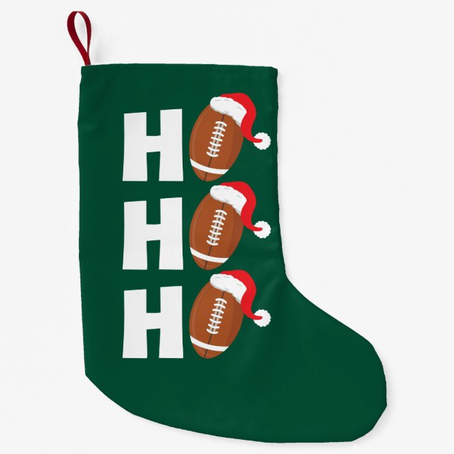 Petite Chaussette De Noël Ho Ho Ho Football | Funny Christmas Season Humor (Devant)