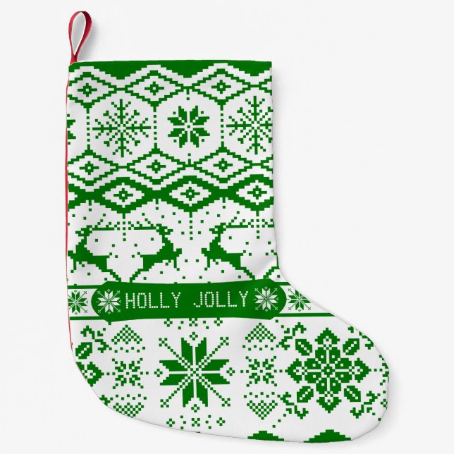 Petite Chaussette De Noël Holly Jolly Knitted Christmas Reindeer (Devant)