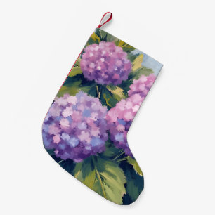 Petite Chaussette De Noël Hydrangeas Violettes Aquarelle Florale