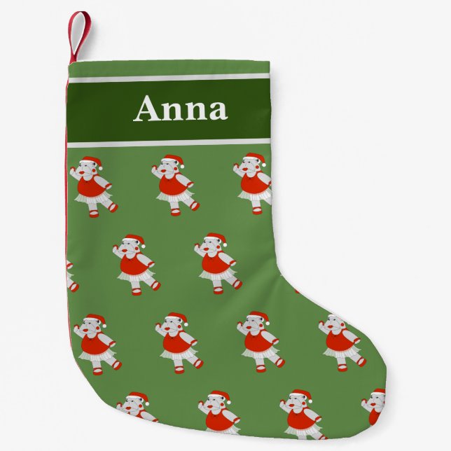 Petite Chaussette De Noël illusima Ballet Hippo Motif de Noël Vert (Devant)