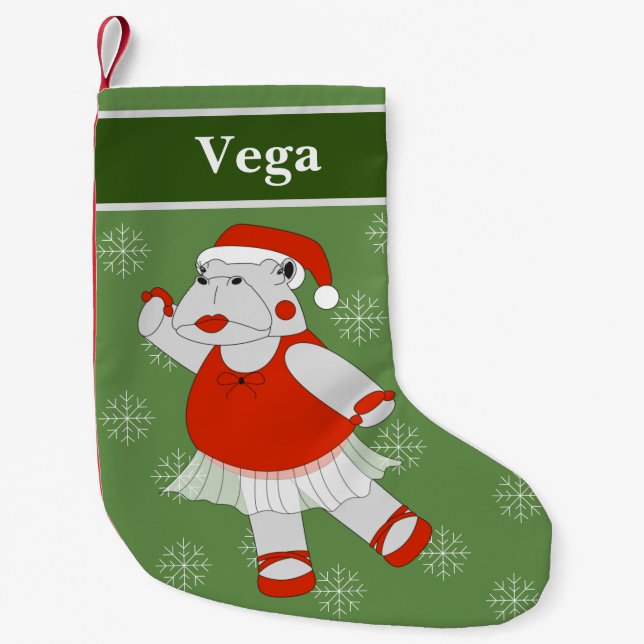 Petite Chaussette De Noël illusima Ballet Hippo Noël Snowflakes Vert (Devant)