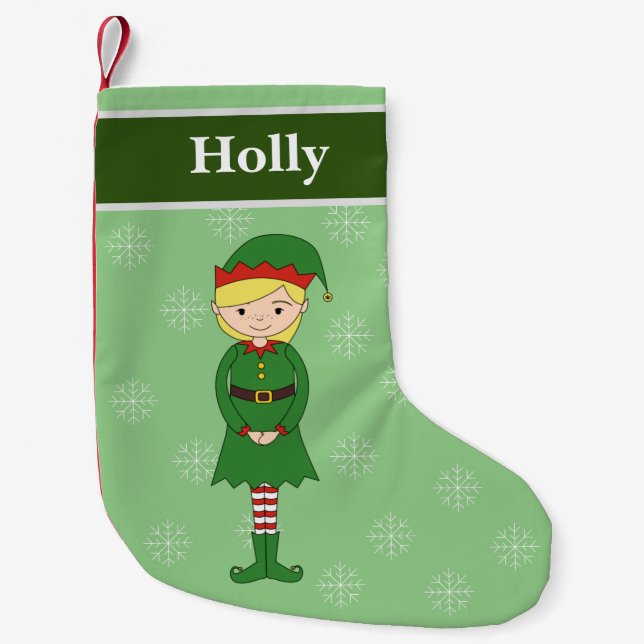 Petite Chaussette De Noël illusima Fille Elfe Noël Snowflakes Vert (Devant)