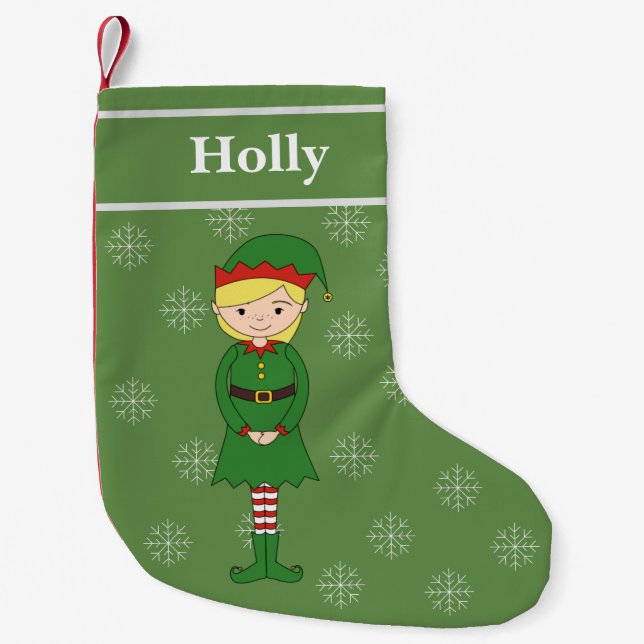 Petite Chaussette De Noël illusima Girl Elf Christmas Helper Snowflakes Smal (Devant)
