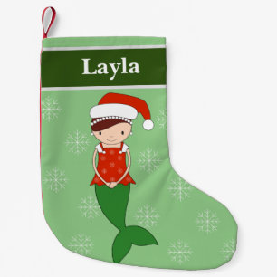 Petite Chaussette De Noël illusima Sirène Noël Flocons de Neige Vert