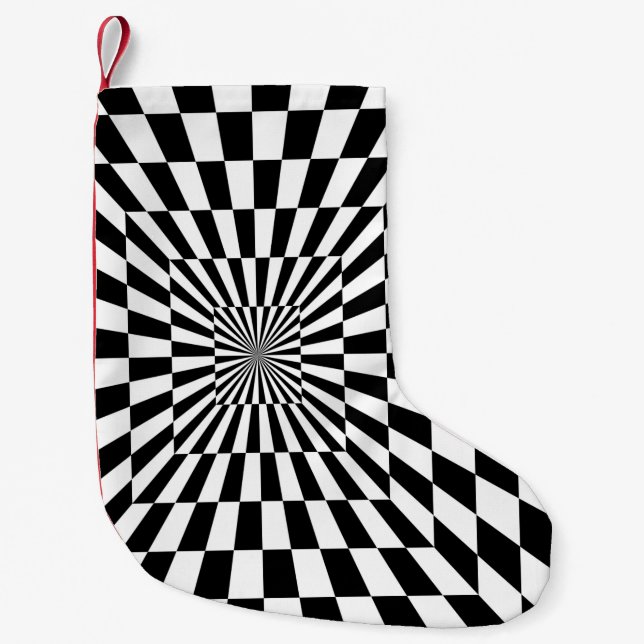 Petite Chaussette De Noël Illusion optique noire et blanche (Devant)