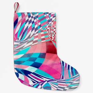 Petite Chaussette De Noël Illustration aquarelle avec ondes linéaires graph