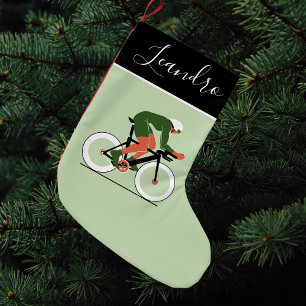 Petite Chaussette De Noël Illustration cycliste Cyclisme Nom de l'équitation