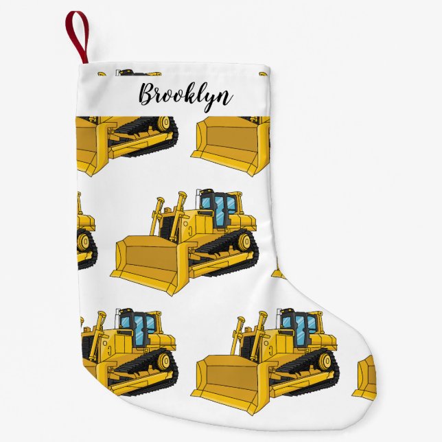 Petite Chaussette De Noël Illustration de dessin animé Bulldozer (Devant)