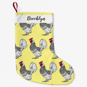 Petite Chaussette De Noël illustration de dessin animé de poule Sebright