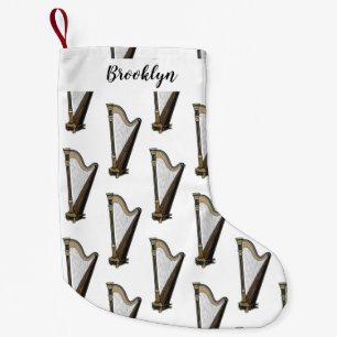 Petite Chaussette De Noël Illustration de dessin animé sur la harpe