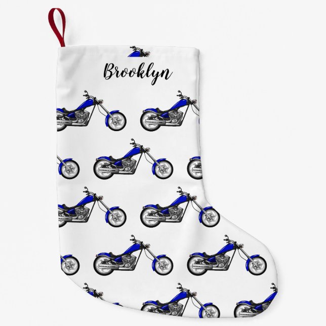 Petite Chaussette De Noël Illustration de la moto à hélico (Devant)