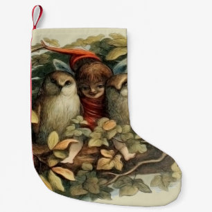 Petite Chaussette De Noël Illustration de la nature des hiboux et des fées e