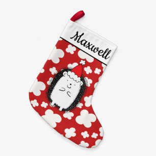 Petite Chaussette De Noël Illustration de mignons Hérisson sur un Motif bla