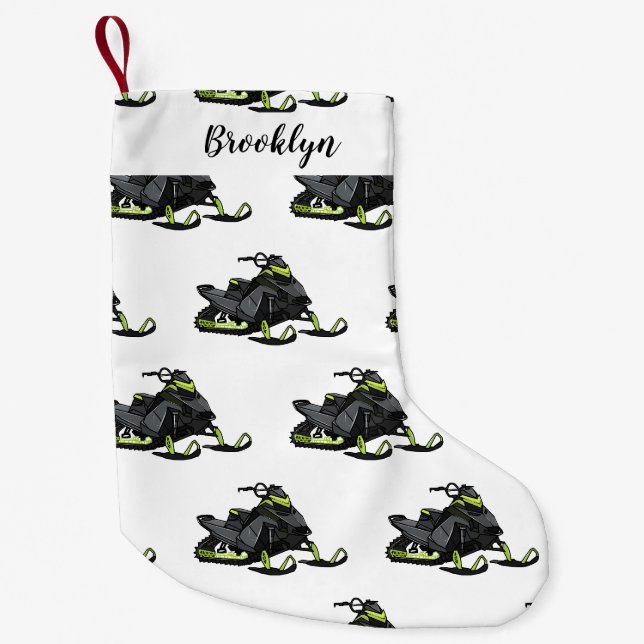Petite Chaussette De Noël Illustration de motoneige (Devant)