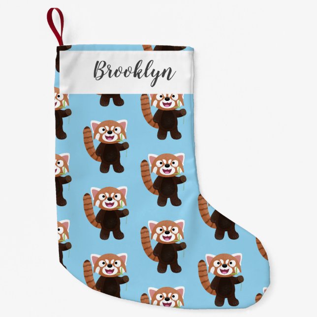 Petite Chaussette De Noël Illustration de panda rouge mignon (Devant)