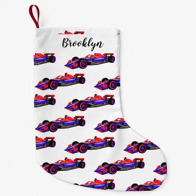 Petite Chaussette De Noël Illustration de voiture de course professionnelle (Devant)