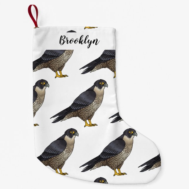 Petite Chaussette De Noël Illustration d'oiseau de faucon pèlerin (Devant)