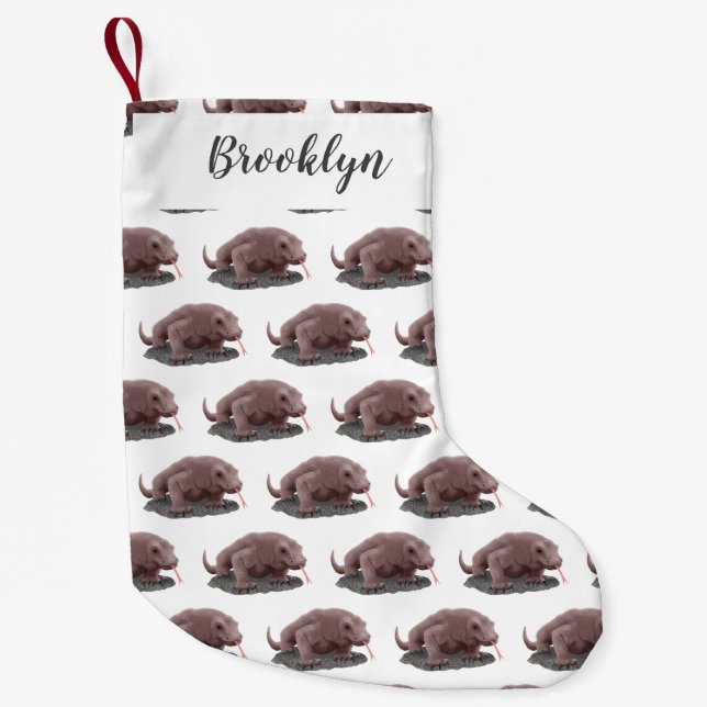 Petite Chaussette De Noël Illustration du dragon de Komodo (Devant)