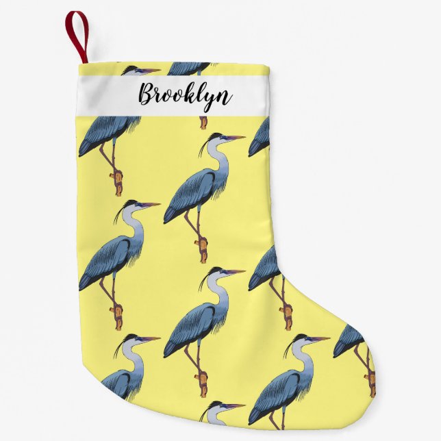 Petite Chaussette De Noël Illustration du grand héron bleu (Devant)