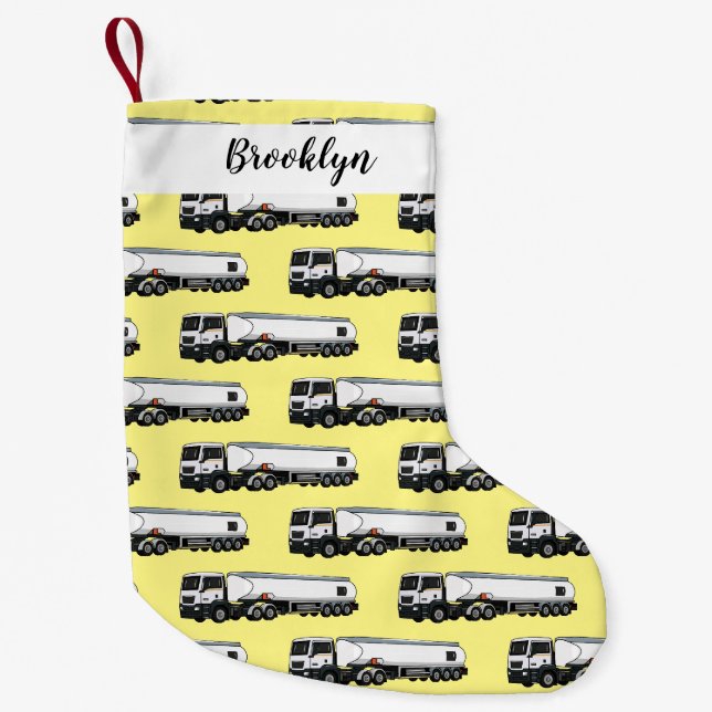 Petite Chaussette De Noël Illustration du transport de carburant par camion- (Devant)