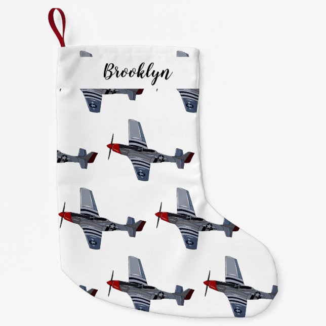 Petite Chaussette De Noël Illustration d'un avion de chasse-bombardier (Devant)