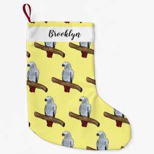 Petite Chaussette De Noël Illustration d'un perroquet gris en Afrique