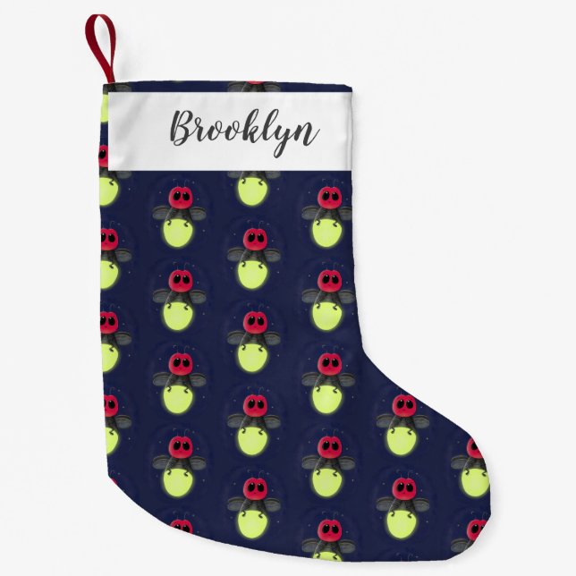 Petite Chaussette De Noël Illustration d'une luciole à éclair mignon (Devant)