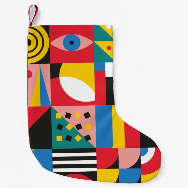 Petite Chaussette De Noël Illustration néo-géométrique. Formes géométriques  (Devant)